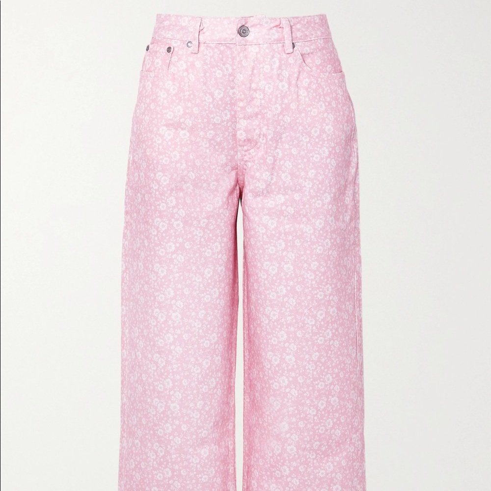 GANNI floral-print high-rise wide-leg jeans - Picture 2 of 8